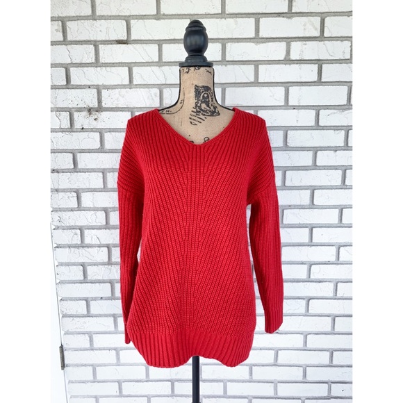 A.n.a Chunky Knit Sweater Red Size Medium - Picture 1 of 8